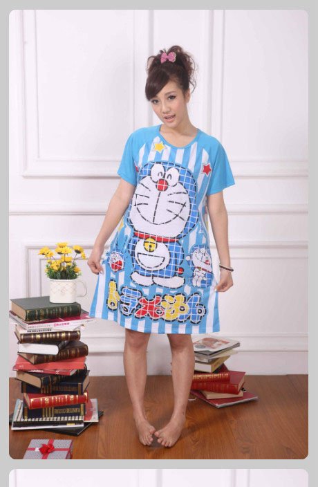 wholesale shirt 10pieces/ lot Short sleeve cotton nightdress pyjamas Ladies Home Furnishing service pajamas jingle cats