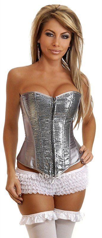 Wholesale Silver-gray Sequined Corset  AB836 Free shipping