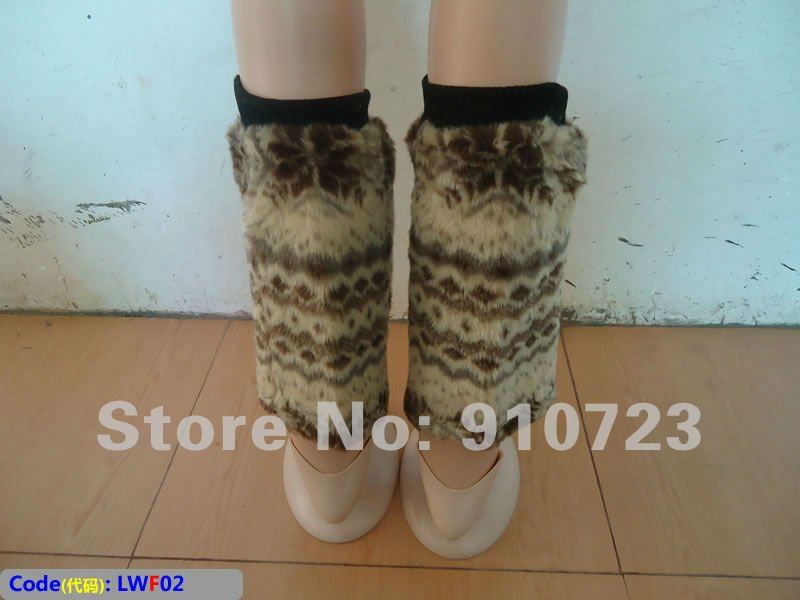 Wholesale - Stock Ethnic lines Fashion Women Accessories Faux Fur Leg Warmers Free Shipping