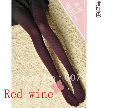 Wholesale  thickening vertical stripes thin leg pantyhose, black pantyhose / # 0143