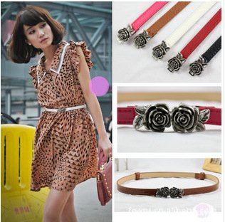 Wholesale woman leather belt/Casual woman belt red,black,white and brown Hot sale!!!20pcs/lot  Free shipping.