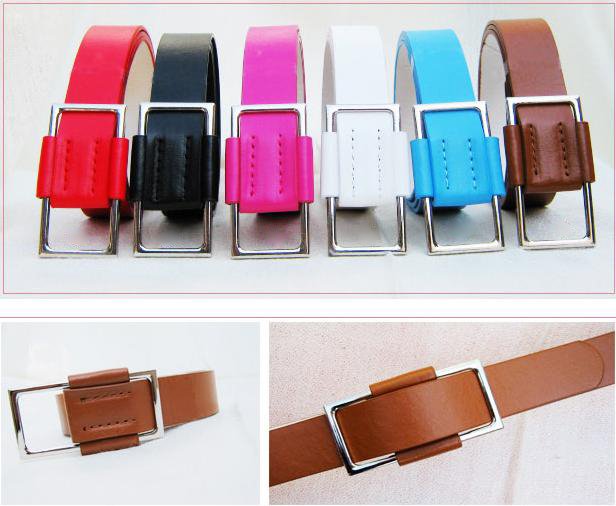 Wholesale - women belt waist belts fashion PU leather dress many colored Smooth buckle design