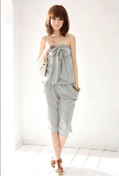 wholesale women cute bowtie jumper off shouler overall summer casual chiffon romper mix order