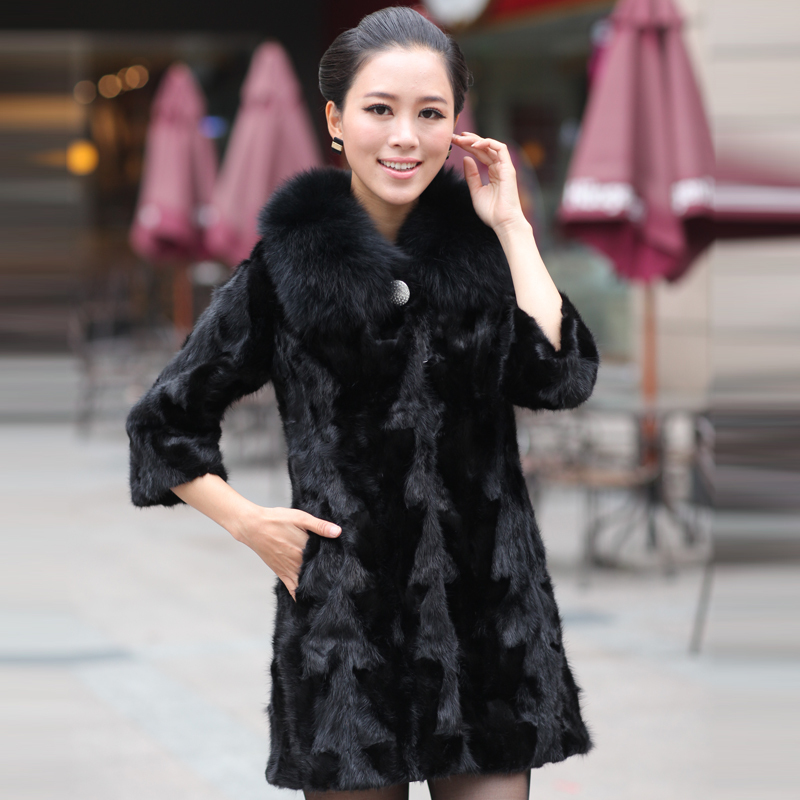 Wholesale! Women fur outerwear fox fur square collar mink overcoat 2012