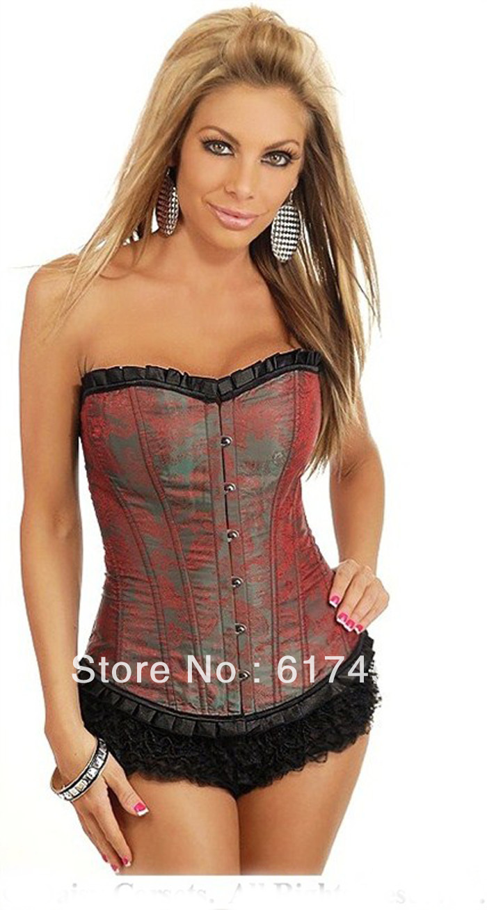 Wholesale  Women intimates sexy lingerie  satin corset overbust red 6005