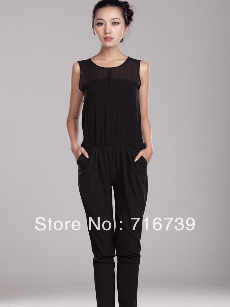 Wholesale women's chiffon sleeveless Jumpsuits,ladies casual Harem Pants Persp loose clothes&Jumpsuits,free shipping,ID:2210