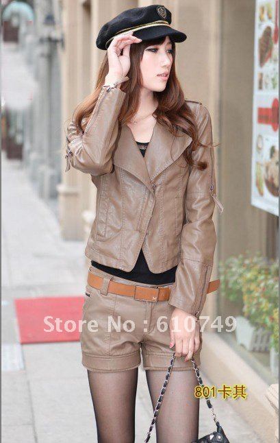 Wholesale - Women's Leather Jacket Fashion New Locomotive Washed Female Leather Jacket Free shipping