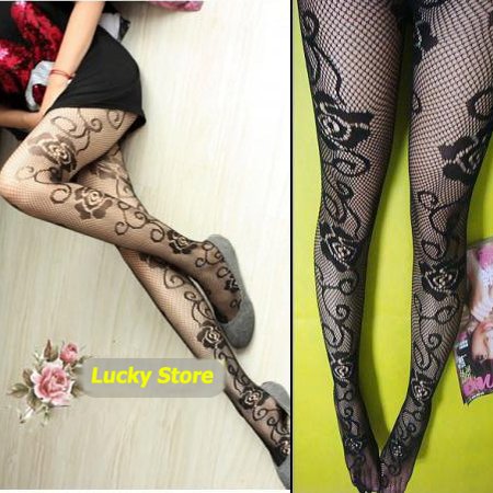 Wholesale Womens Side-Striped Jacquard Ladies' Fashion Pantyhose Net Stockings Tights With Retail Bag S2515# Free Shipping