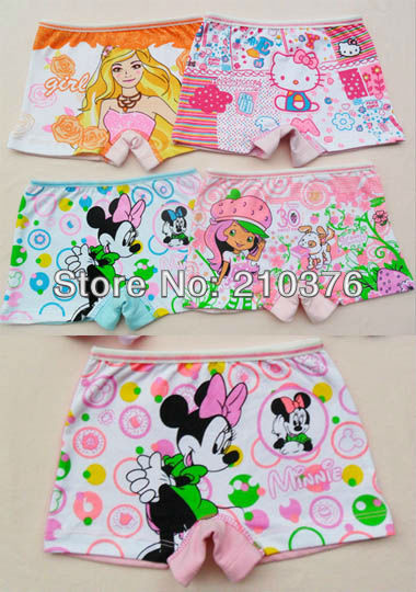 Wholeslae children girls boxers underpants  hot sale 100% cotton cartoon panties pretty underwear for toddler girls