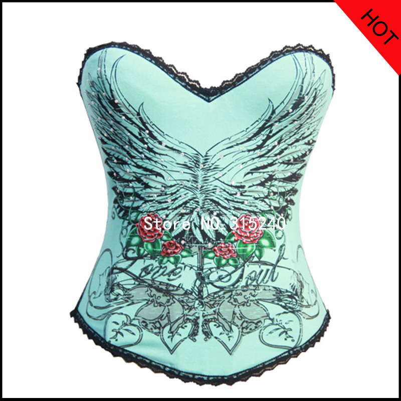 Wholessale women green corset tops