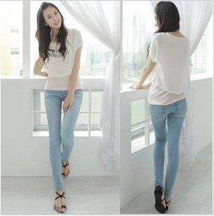 Wholsale 2012 New Autumn slim light blue tight skinny pants,Lady's pencil  jeans Trousers,Free Shipping