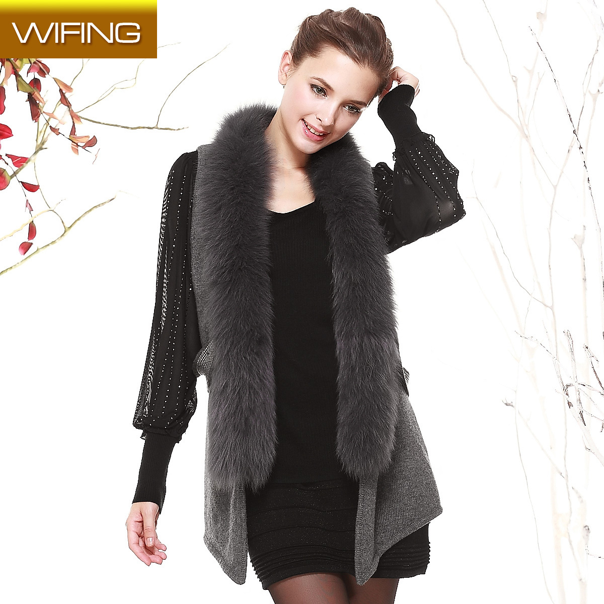 Wifing women's 2012 rabbit sweater vest fur vest outerwear f3038