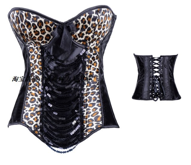 Wild sexy leopard print paillette gualian steel belt cup goths shapewear tight-fitting vest 8180