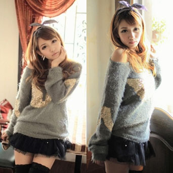 Wings rabbit fur lantern long-sleeve sweater 7192 free shipping