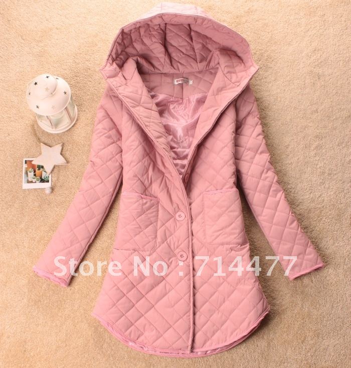 Winter 2012 autumn women's autumn and winter hooded plaid medium-long wadded jacket cotton-padded jacket outerwear