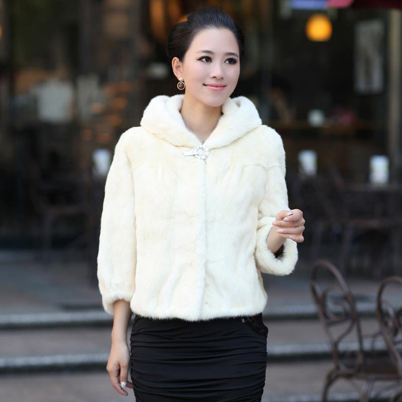 Winter 2012 new European and American luxury imported mink coat fur hooded fur lady really short jacket