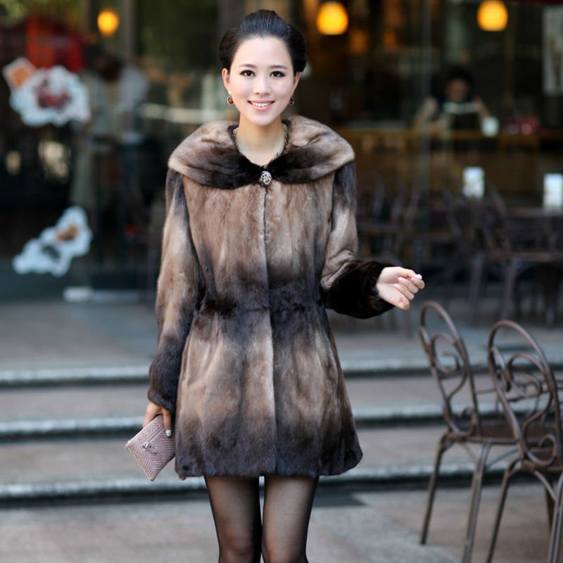 Winter 2012 new European and American luxury imported mink coat lady gas long large shawl collar fur coat