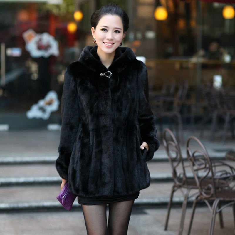 Winter 2012 new European and American luxury imported mink coat lady gas long section of real fur hooded fur coat