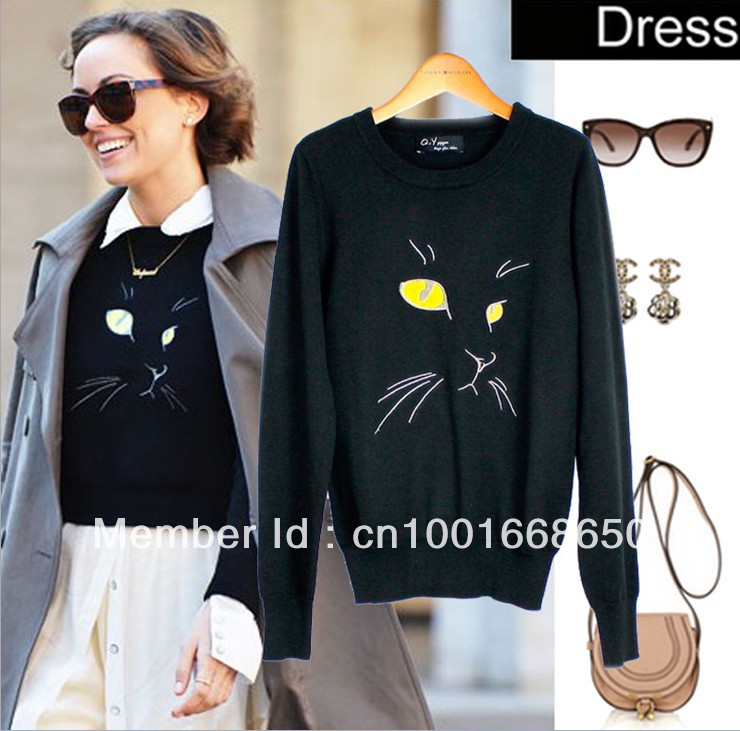 Winter 2012 women new cat face high quality thin sweater