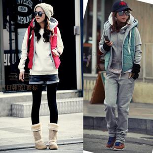 Winter 2012 women's new arrival fashionable casual solid color thickening hooded vest outerwear shirt