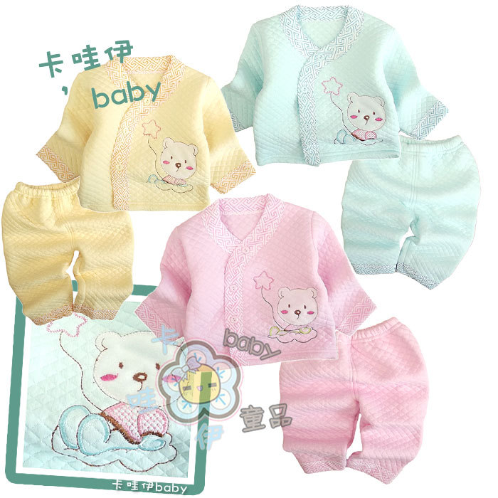 Winter air layer bear oblique buckle baby underwear panties set