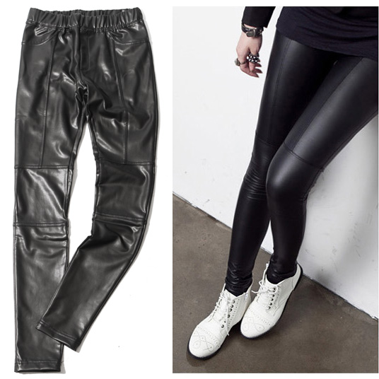 Winter all-match faux leather legging plus velvet thickening leather legging tights female trousers