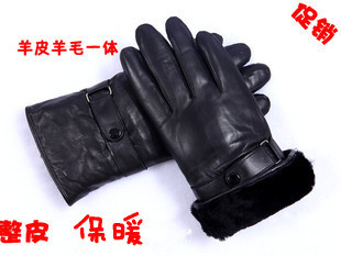 Winter and wool fur in one women's genuine leather gloves wool thickening women's thermal genuine leather gloves