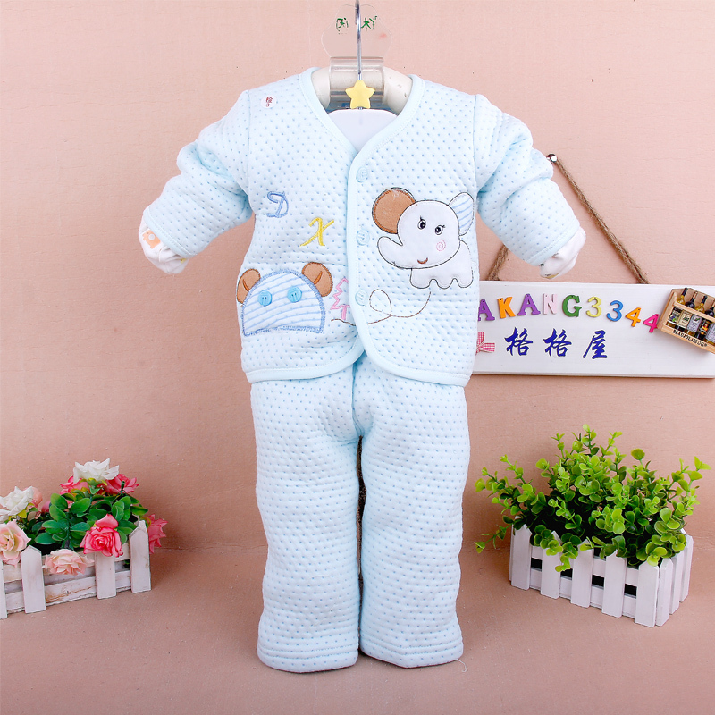 Winter baby thickening thermal underwear set baby thin cotton-padded clothes newborn clothing