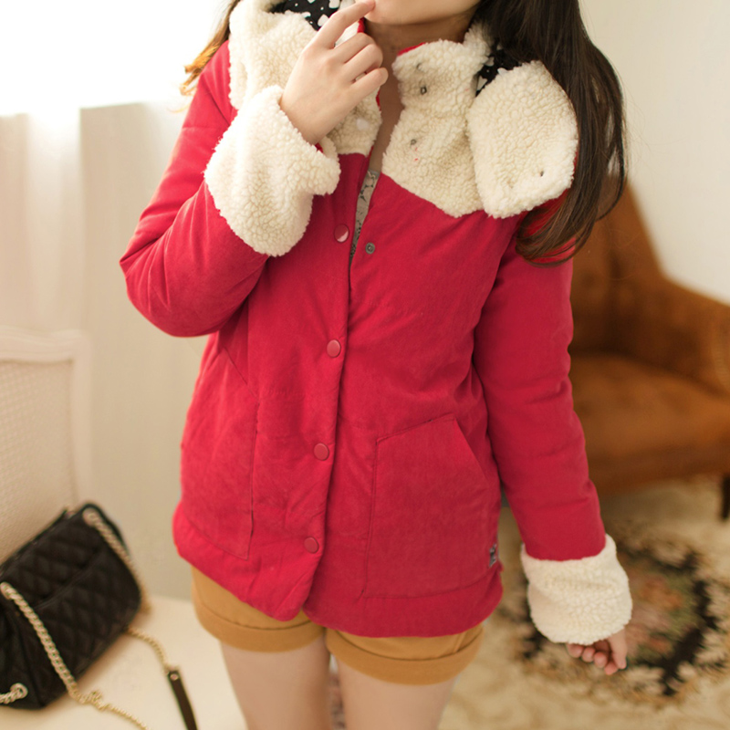 winter bear with a hood wadded jacket outerwear female wt052