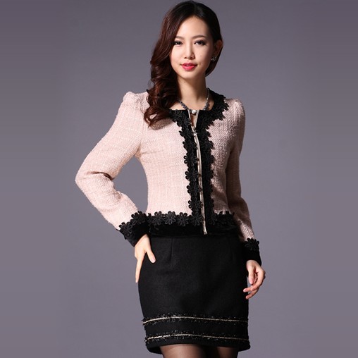 Winter Brand new EU & US fashion lace long sleeve small suit with Zipper women's suit fashion suit