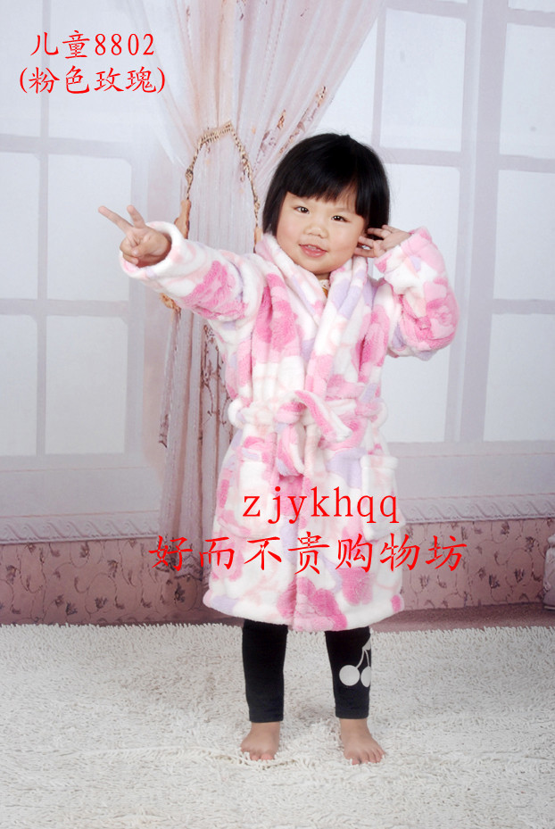 Winter child thickening coral fleece robe flannel male female child robe sleepwear parent-child bathrobe