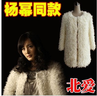 Winter clothes faux medium-long thickening berber fleece beach wool outerwear overcoat cotton-padded jacket female clothes