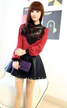 Winter clothing new western style joker imitation leather waist skirt