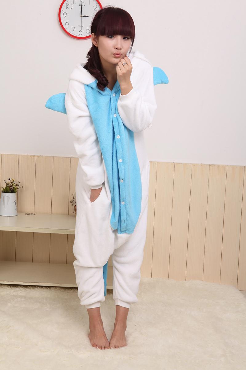 Winter coral fleece cartoon animal blue unicorn one piece lovers sleepwear male women's plus size lounge