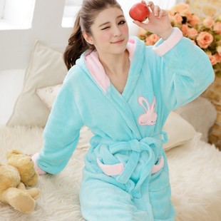 Winter coral fleece gentlewomen sleepwear bathrobes thickening robe sweet lounge women's spring antumn winter sleep wear