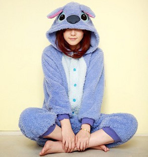 Winter coral fleece thickening stitch plus size one piece cartoon animal lovers sleepwear