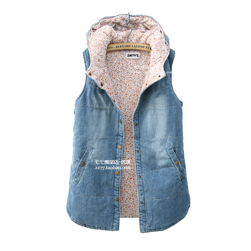 Winter cotton vest long design denim cotton vest cotton vest female m22