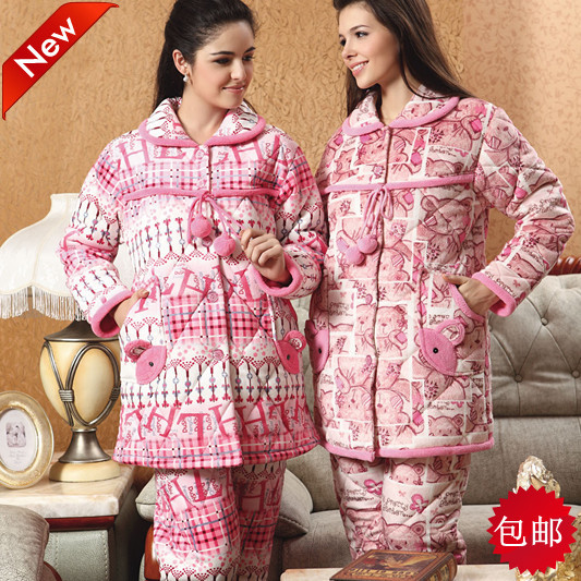 Winter  double faced super soft coral fleece thickening cotton-padded sleep set 6592 - 6588