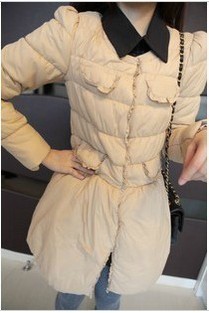 Winter elegant thickening vintage ruffle hem all-match casual wadded jacket cotton-padded jacket female