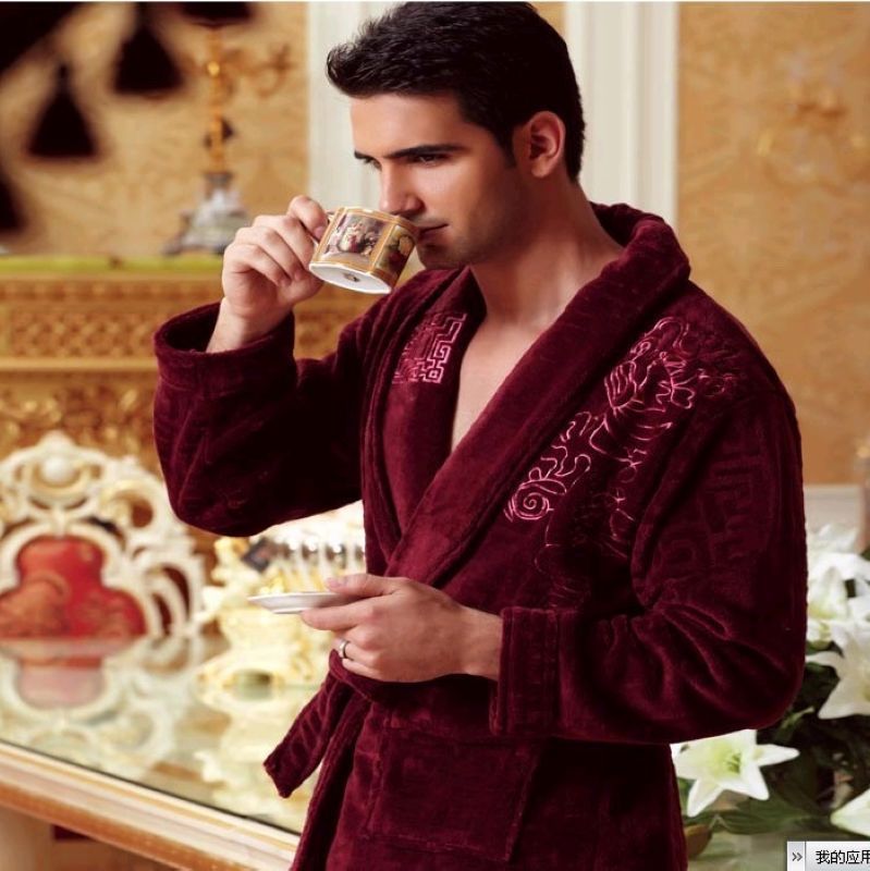 winter Fanny luxurious and noble male coral fleece robe bathrobes