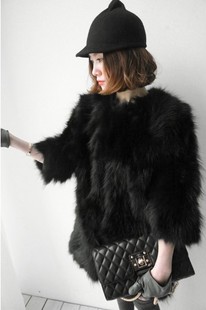 Winter fashion fox fur patchwork all-match elegant women's raccoon fur coat