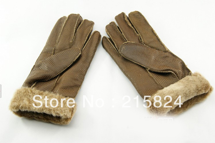 Winter fashion leather really hair lady lovely one upset gloves