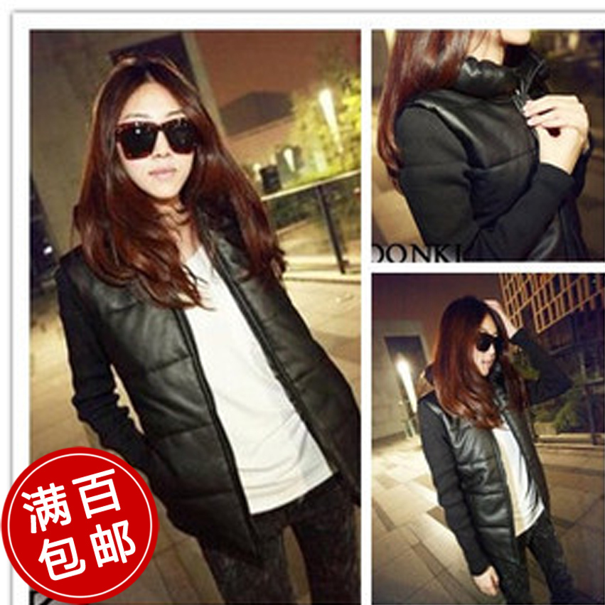 Winter fashion women's long-sleeve wadded jacket, leather clothing cotton-padded jacket,freeshipping