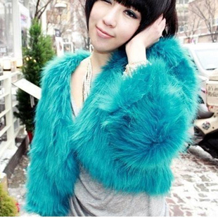 Winter faux wool outerwear overcoat sty nda thermal sky blue short design