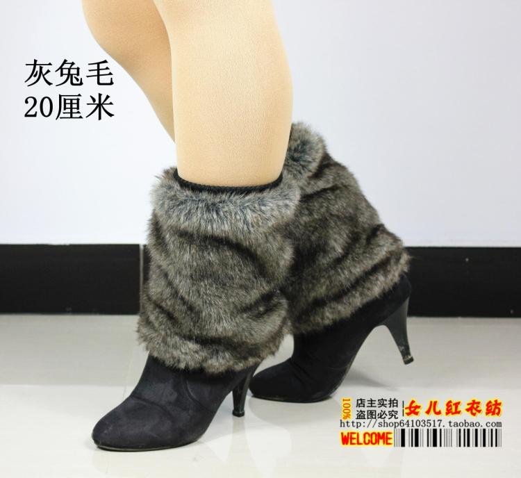 Winter female fashion feather line shoe covers feet boots set of PI cao leg guard set over the knee socks in length   20cm