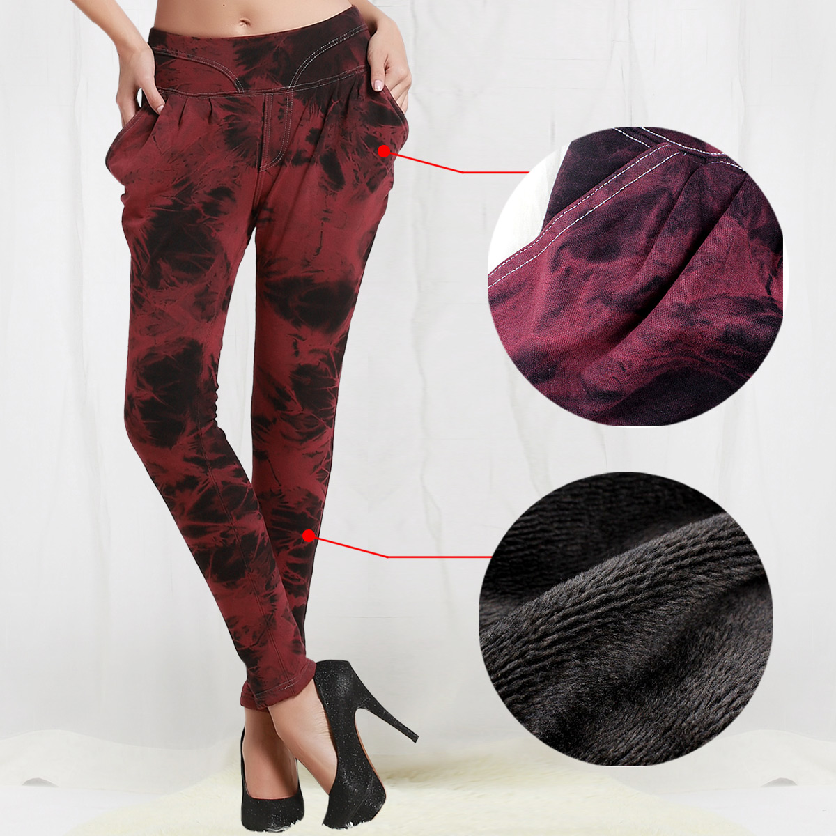 Winter female thickening plus velvet high waist warm pants denim fashion legging bk110