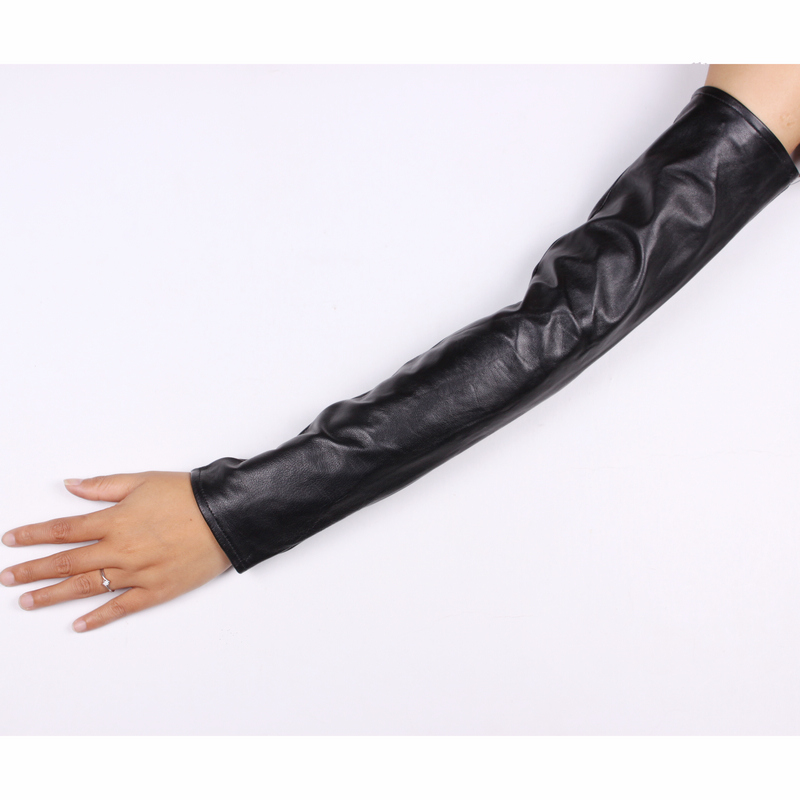 Winter genuine leather long gloves gauntlet gulps half lucy refers to all-match women's gloves thermal arm sleeve 46cm