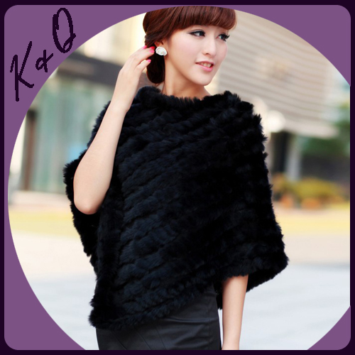 Winter Genuine rabbit fur cape rabbit fur trigonometric pullover cape outerwear