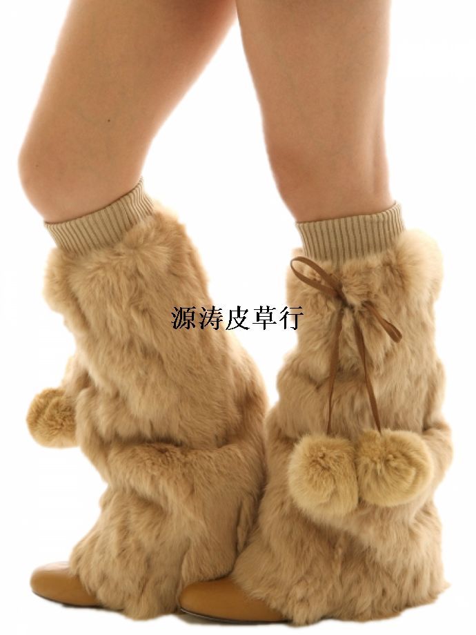 winter GENUINE RABBIT fur footwear feet warmer for women hot leg Warmers