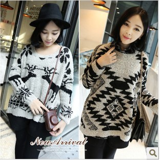 Winter geometry elizabethans pattern circle clothing geometry elizabethans sweater female free shipping